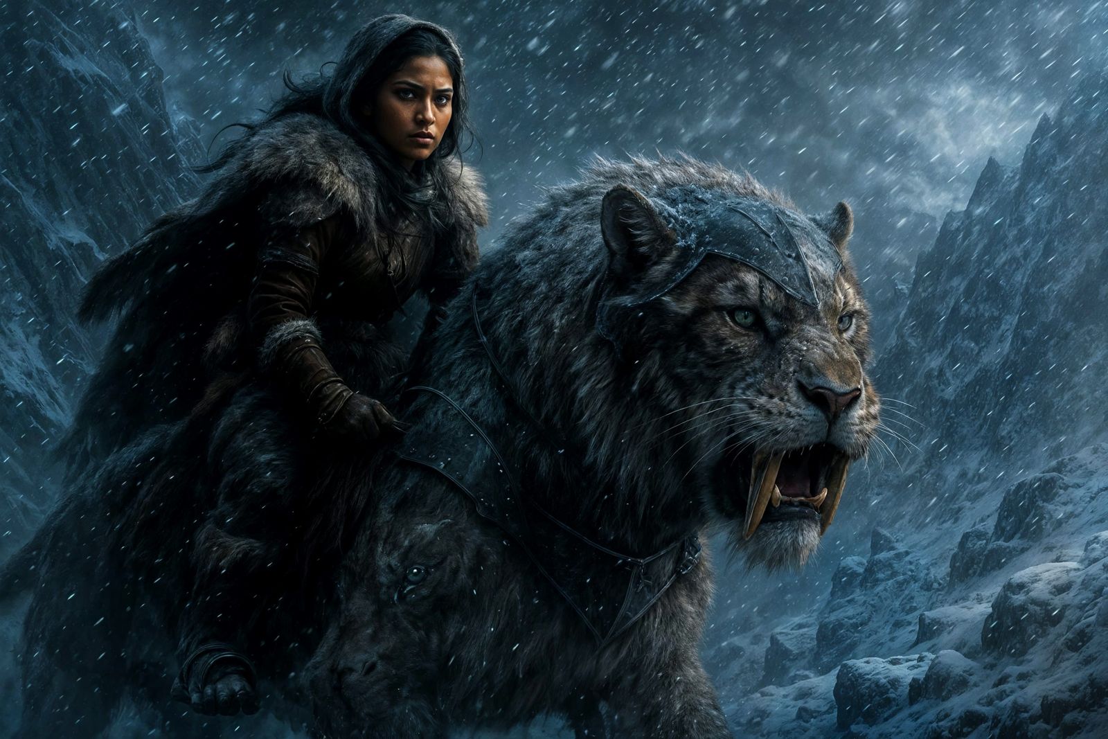 Warrior and Sabertooth in Arctic Snowstorm