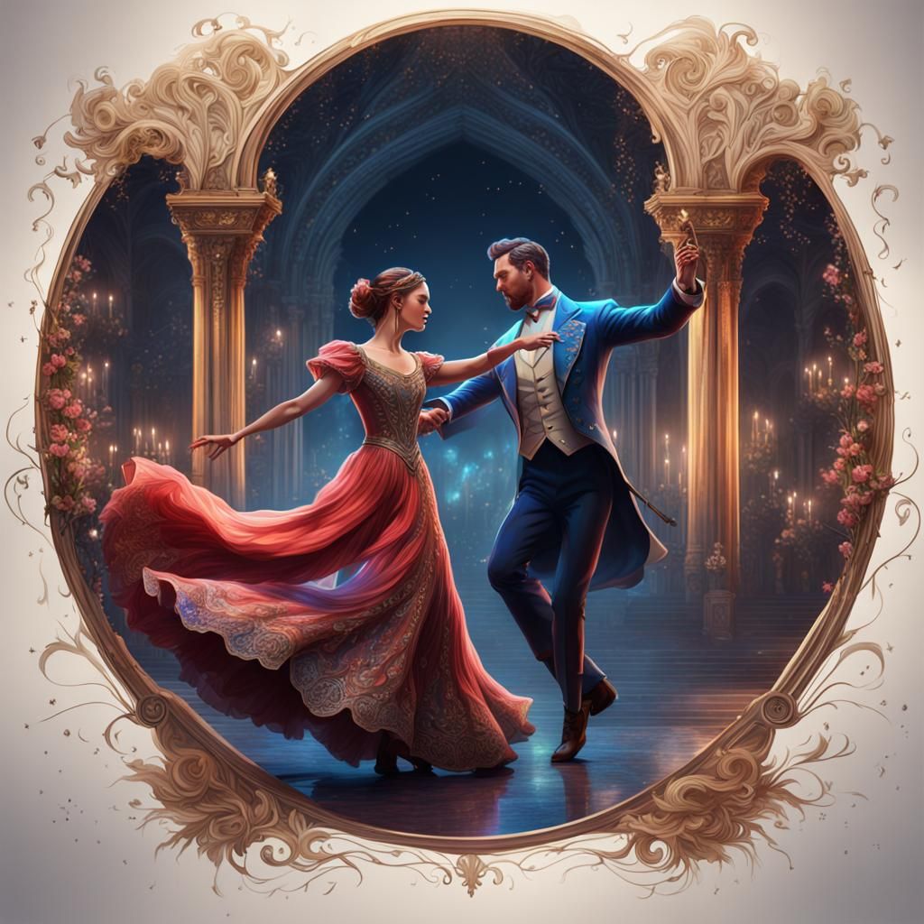 Waltz Dance: Detailed Matte Painting in Deep Color