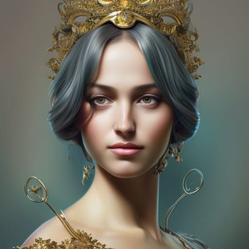 Glamorous German Princess Portrait in Art Nouveau Style