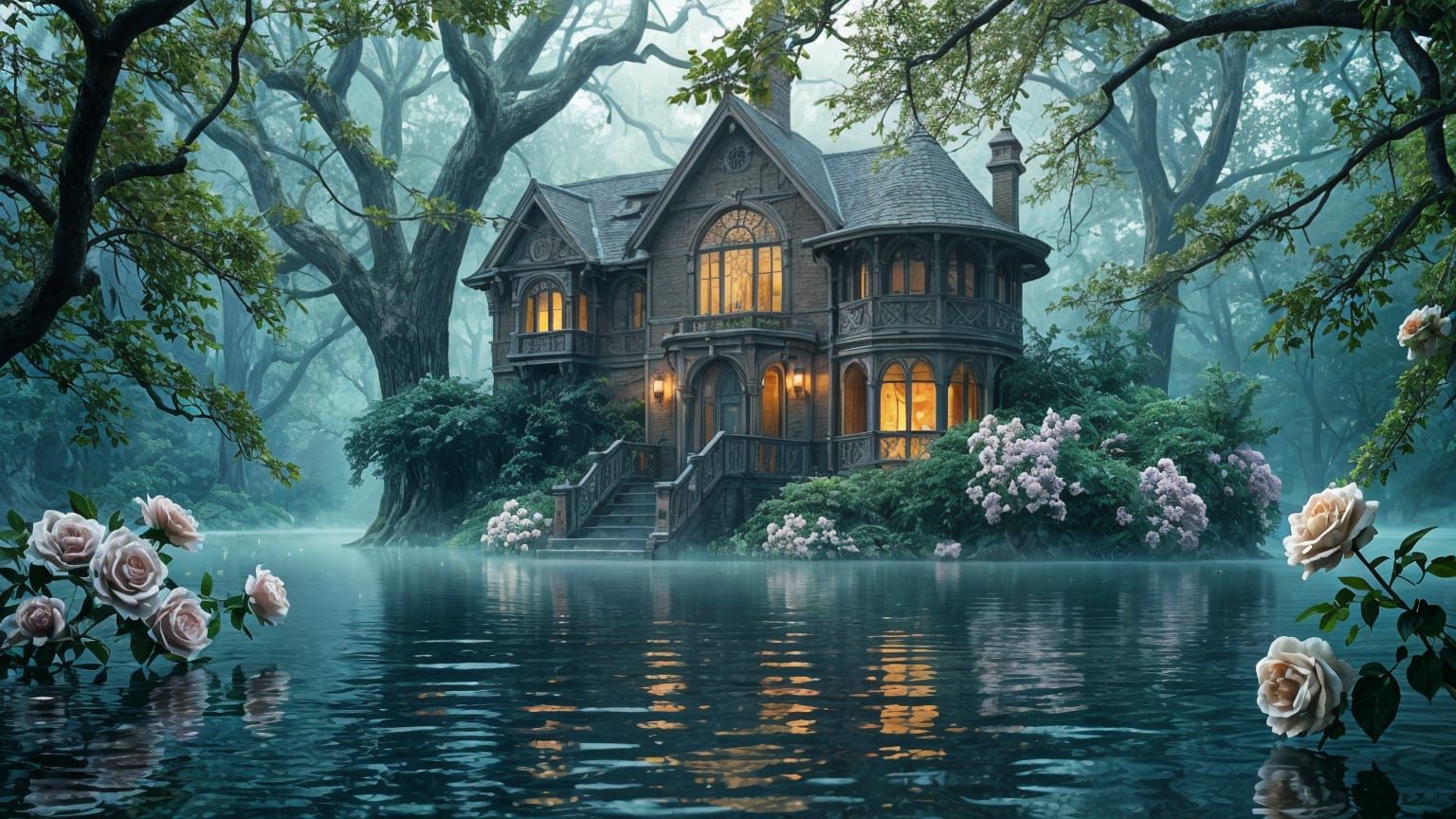 Submerged Victorian Elegance in Pastel Paradise