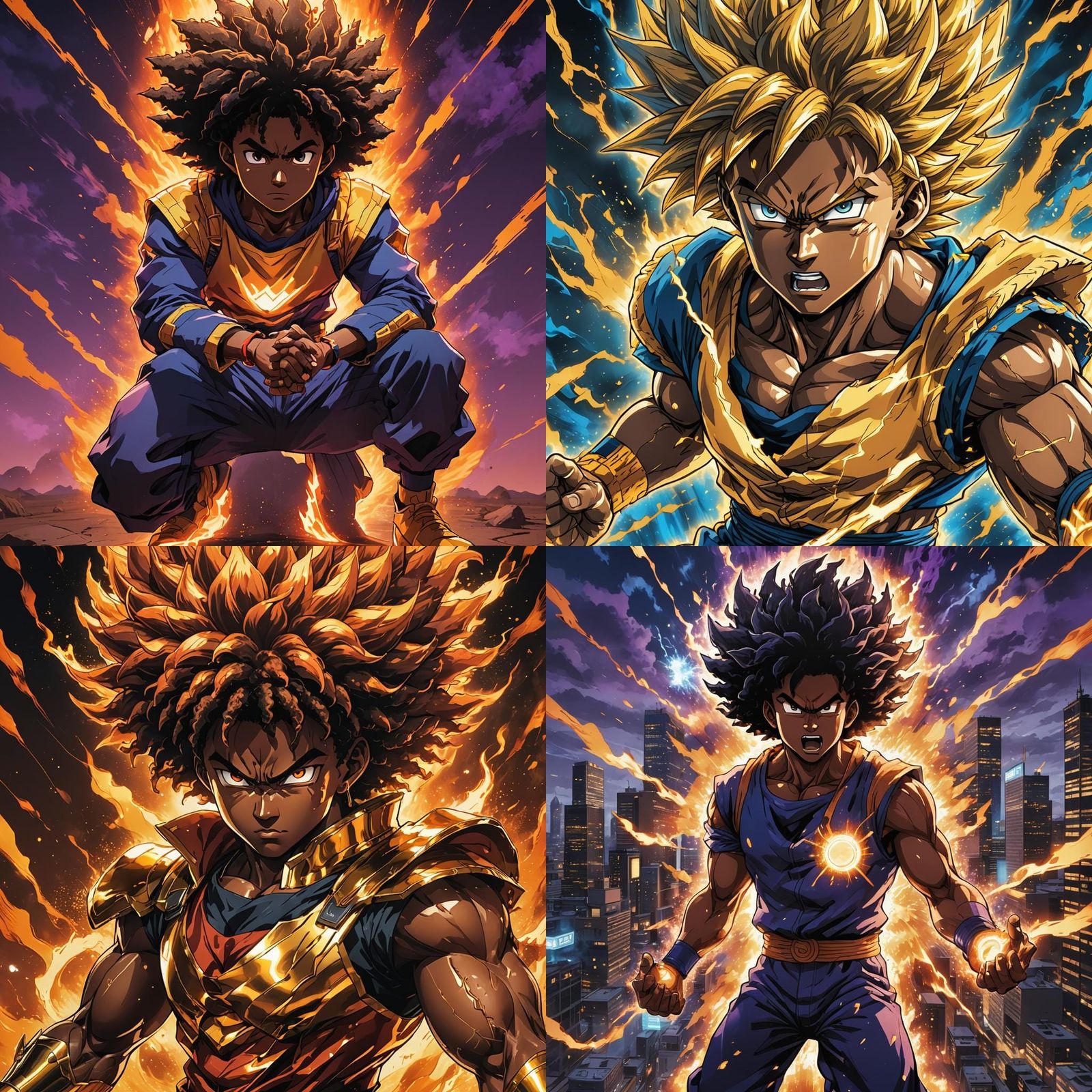 Black Teenage Super Saiyan in Anime Style
