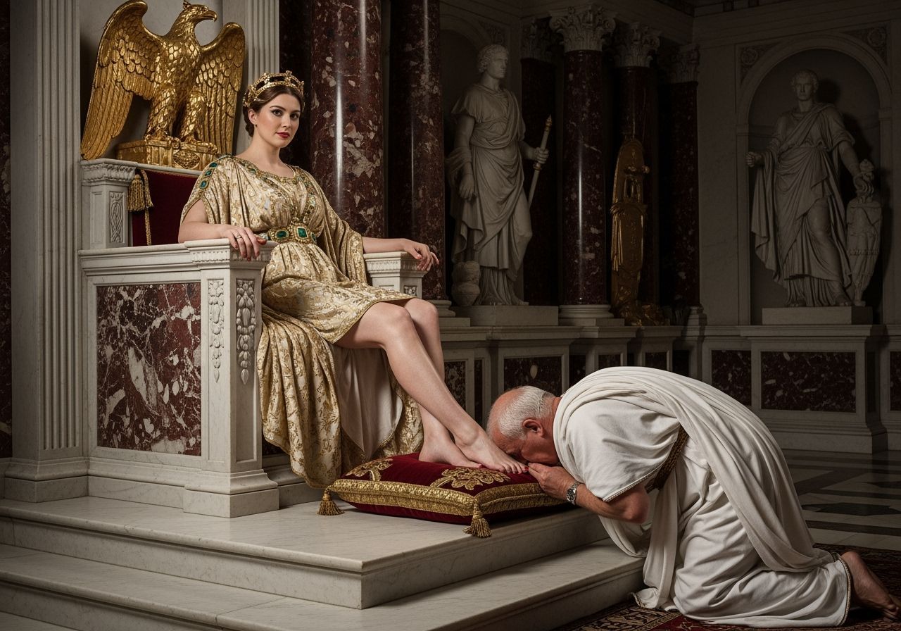 Empress Messalina on Throne in Photorealistic Style