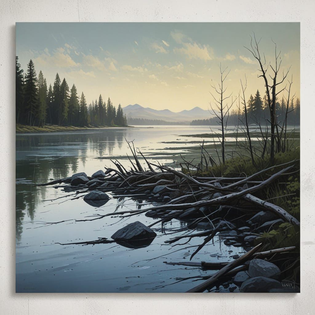 Morning Serenity on a Muted Lake