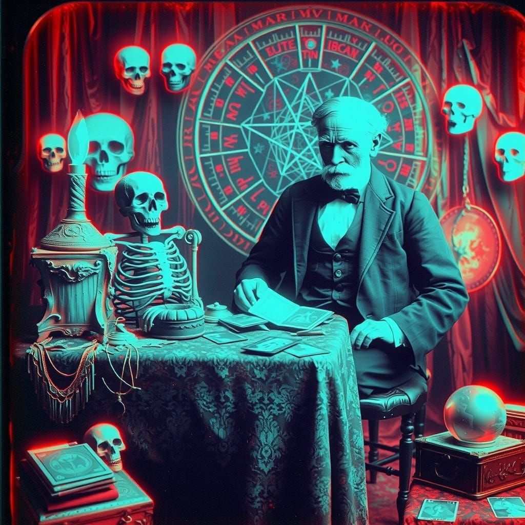 Creepy Mexican Wizard in Hologram Daguerreotype