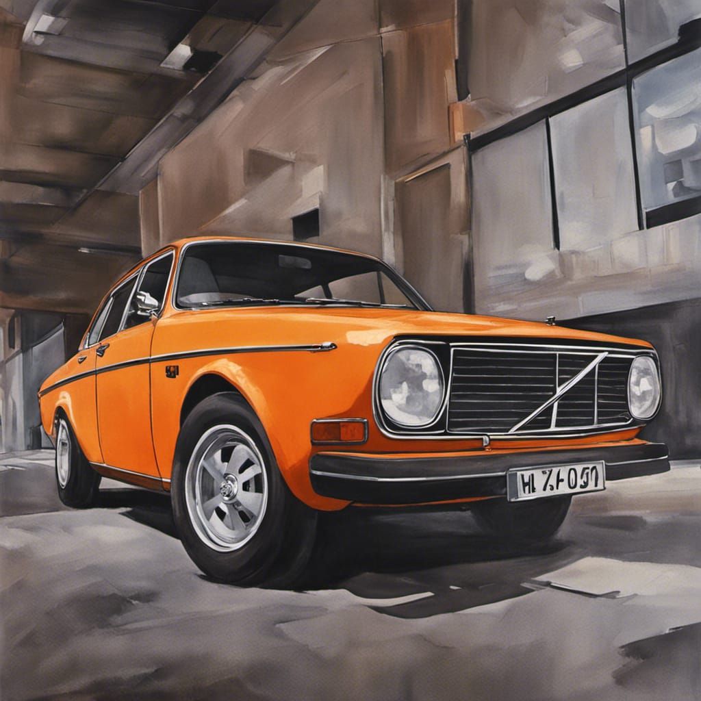 Classic Orange Volvo 142 Car