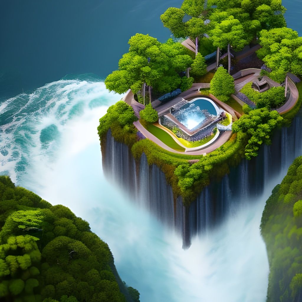 Floating Island Village in the Sky: Isometric 3D Render
