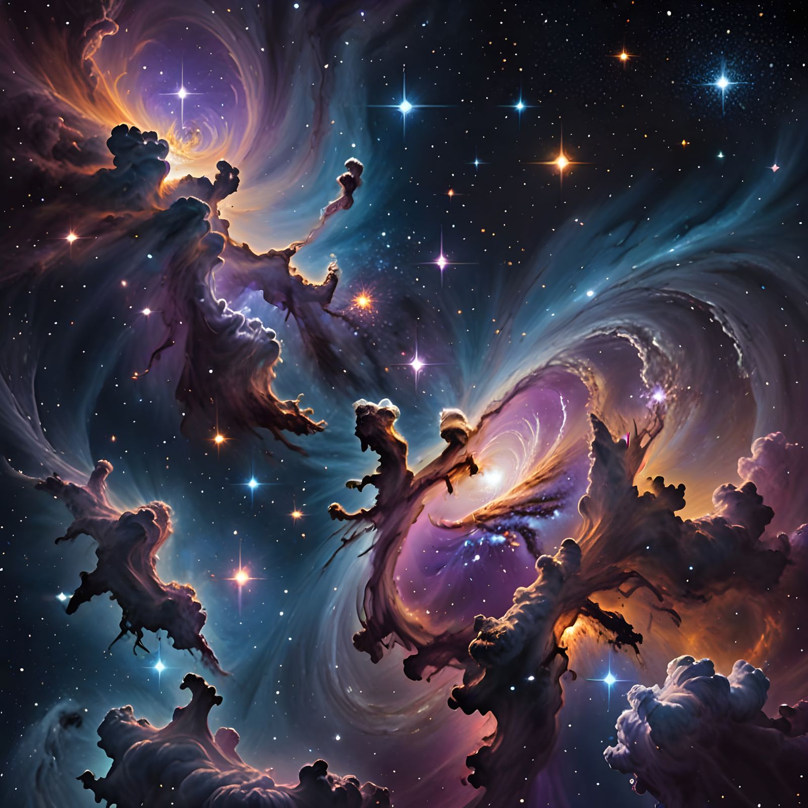 Zodiac Constellations in Swirling Nebulae