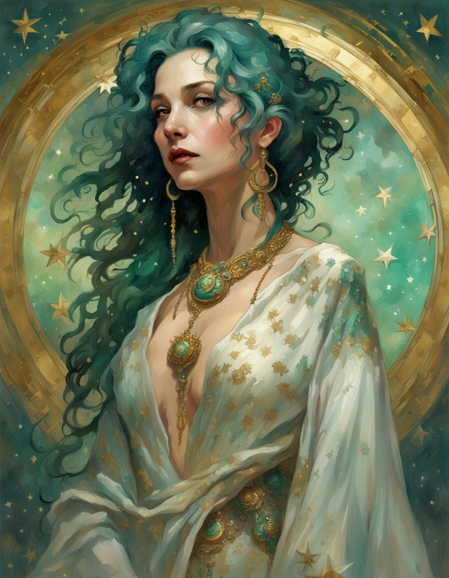 Celestial Star Queen in Rococo Art Style