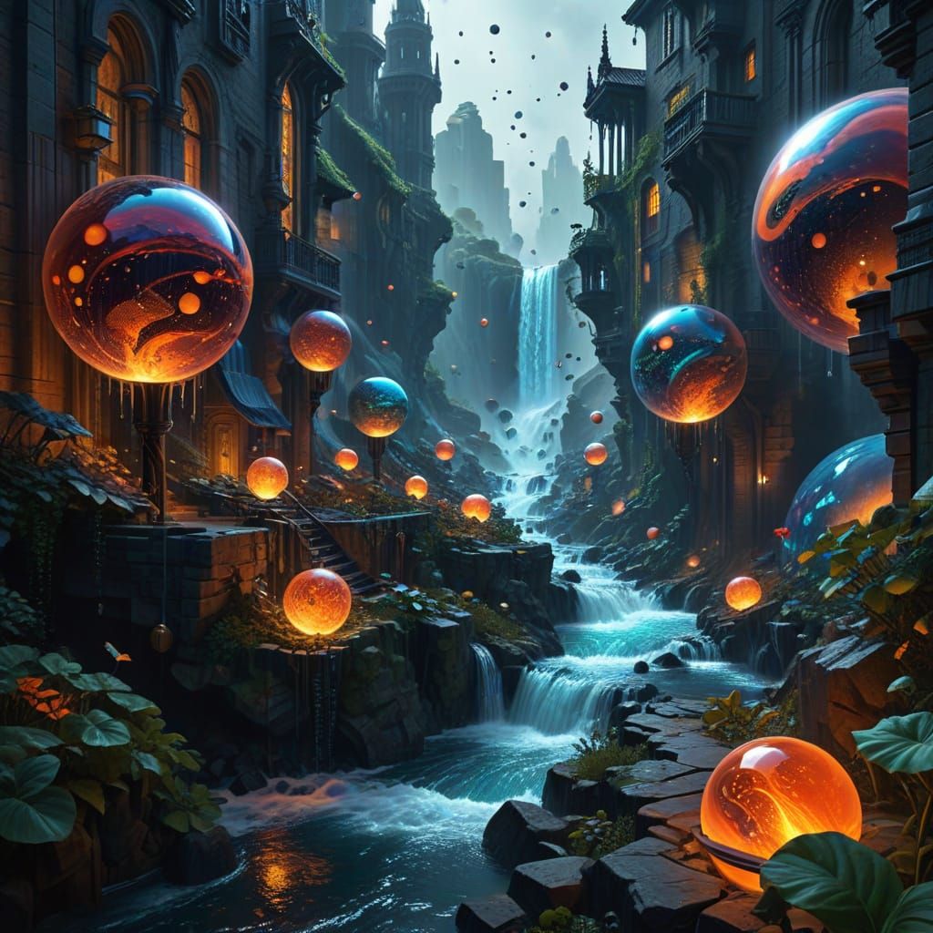 Optical Illusion: Waterfalls Between Cities and Planets