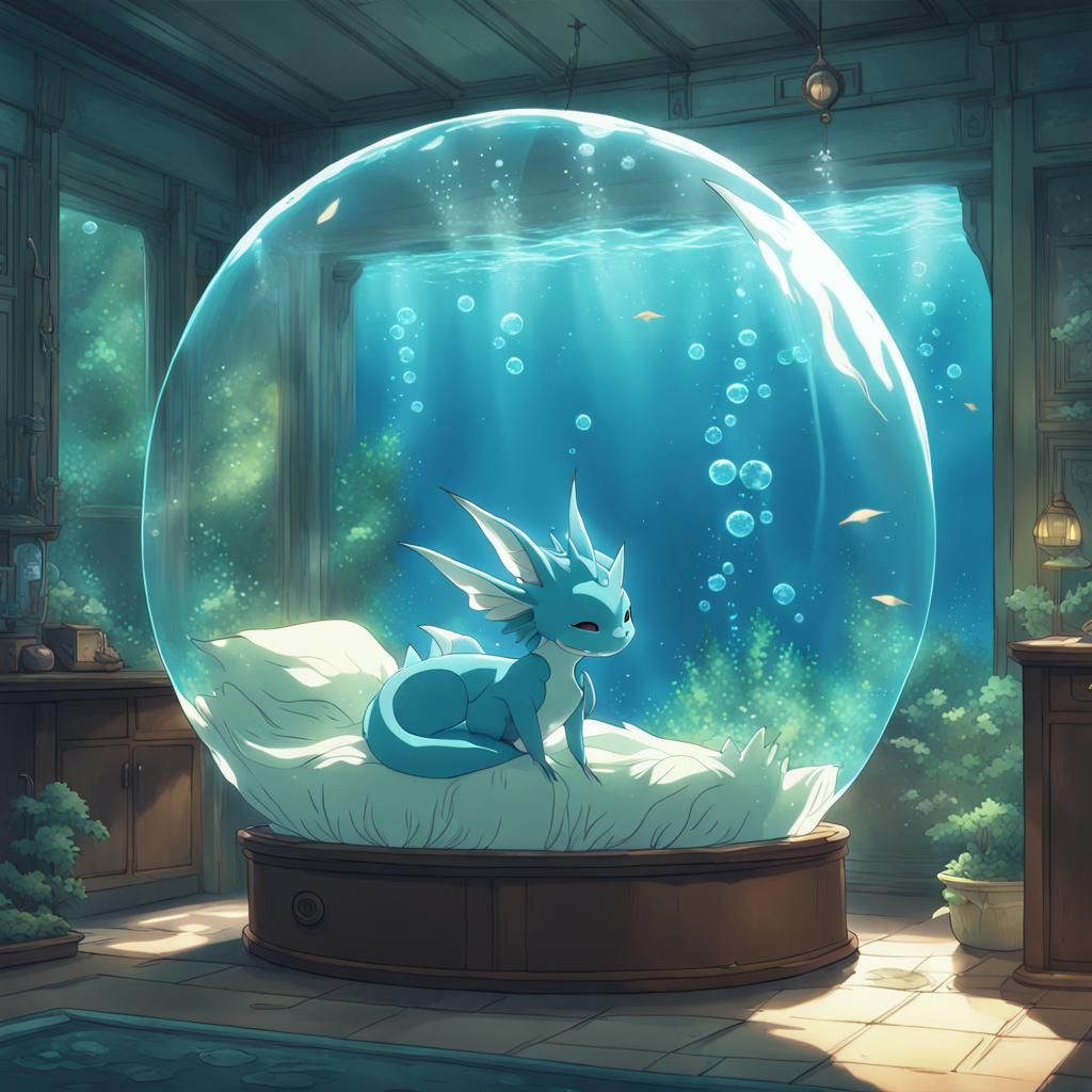 Vaporeon's Underwater Sleep Bubble, Ghibli-esque Anime