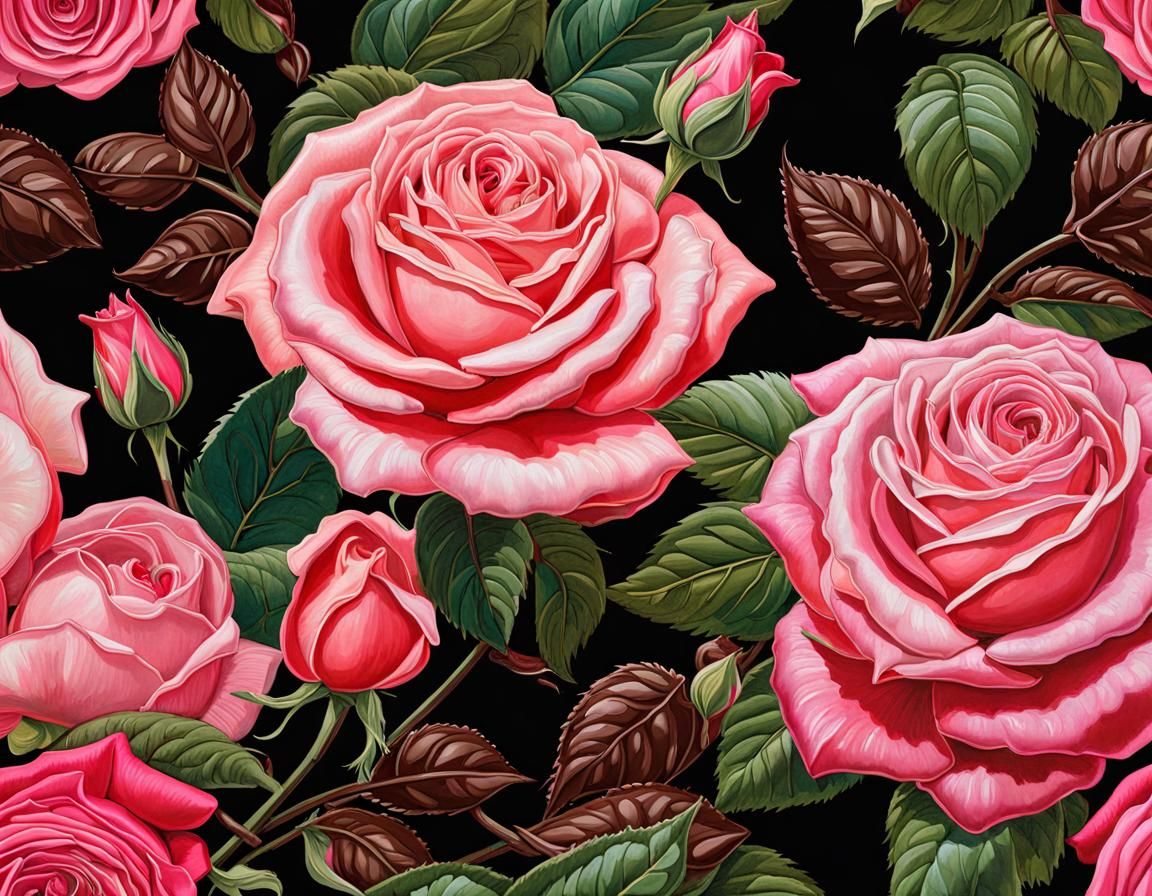 Hyperrealistic Roses and Chocolate Digital Illustration