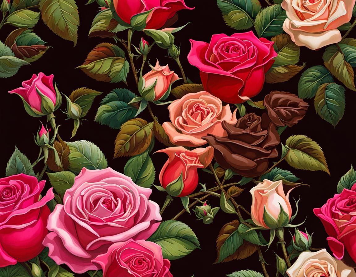 Hyperrealistic Roses and Chocolate Digital Illustration