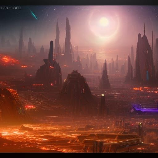 Futuristic Intergalactic City in Outer Space