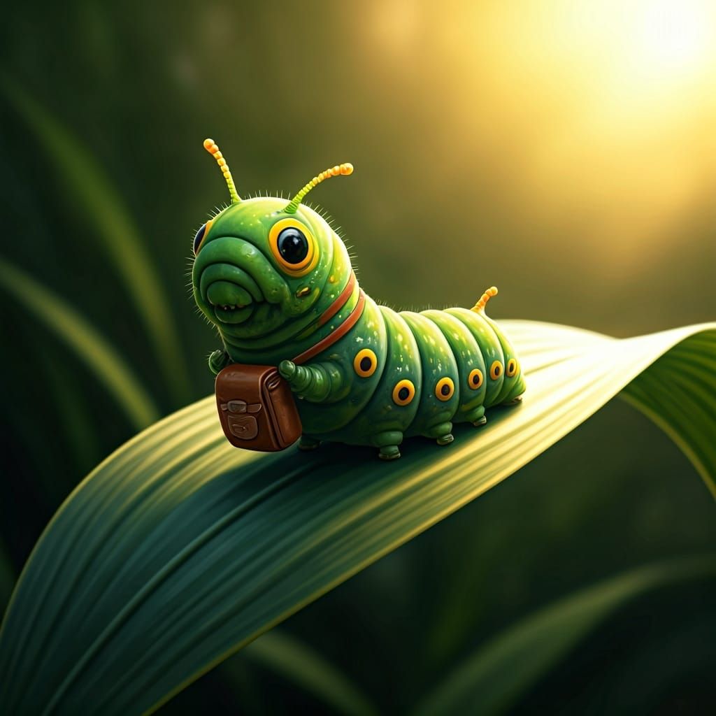 Whimsical Caterpillar Illustration in Storybook Style