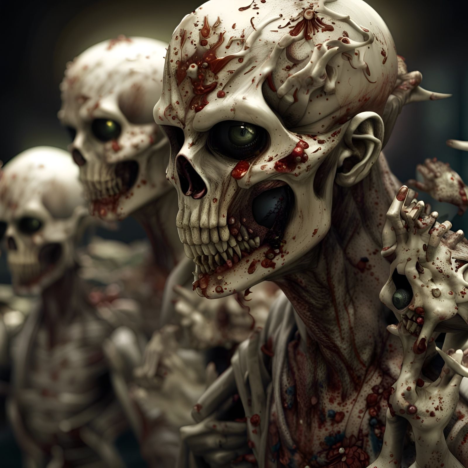 Army of Undead Zombie Families in Lacquer Style