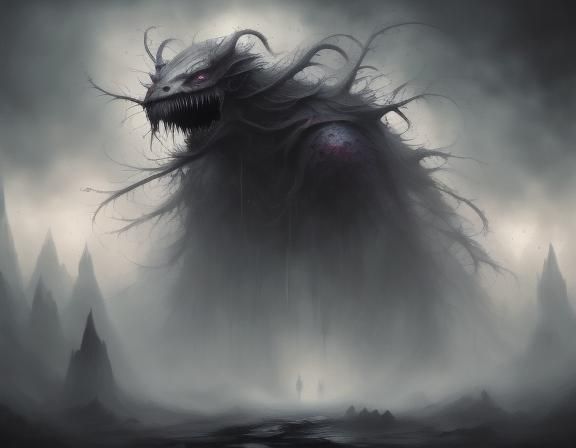 Creepy Alien Monster in Dramatic Landscape