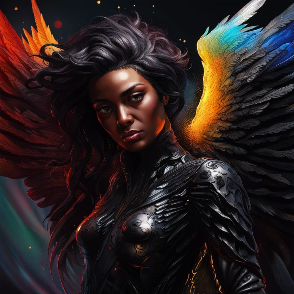 Dramatic Black Angel Concept Art in Color Depth