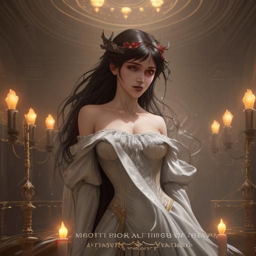 Elegant Vampire in Baroque Ballroom, Hyperdetailed Art