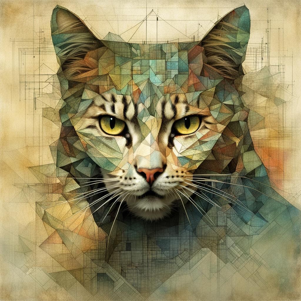 Surreal Cat Portrait in Visionary Style