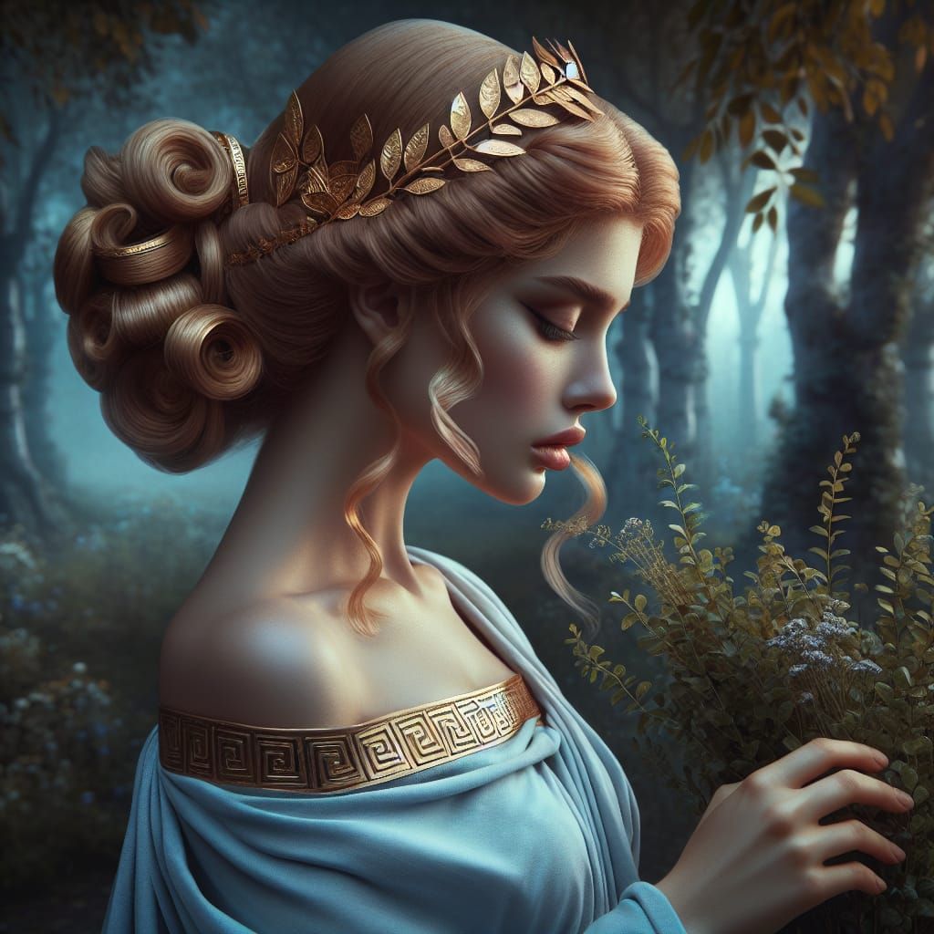 Aceso, Greek Goddess of Healing in Sacred Grove