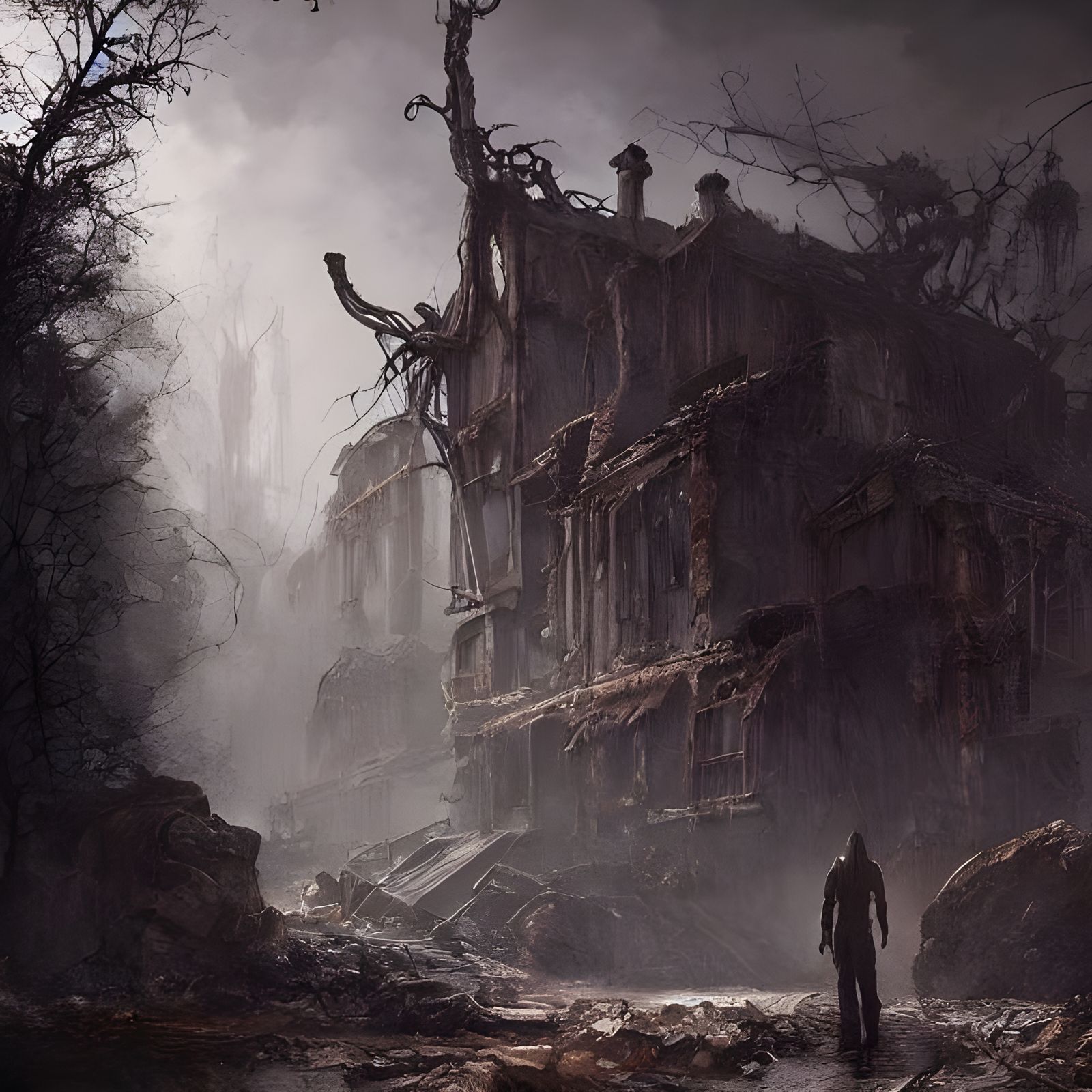 Dark Post-Apocalyptic World Ruined by Eldritch Horror