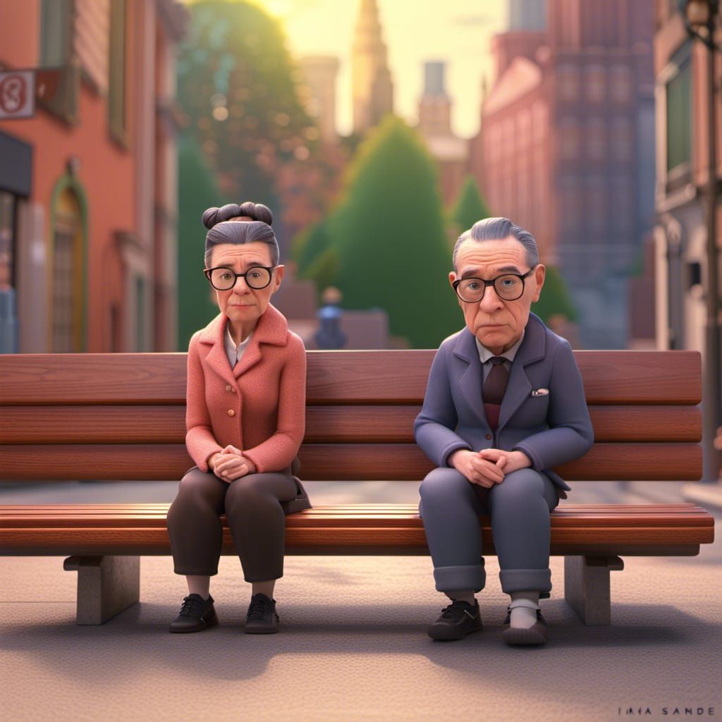 Simone de Beauvoir and Sartre: 3D Digital Art