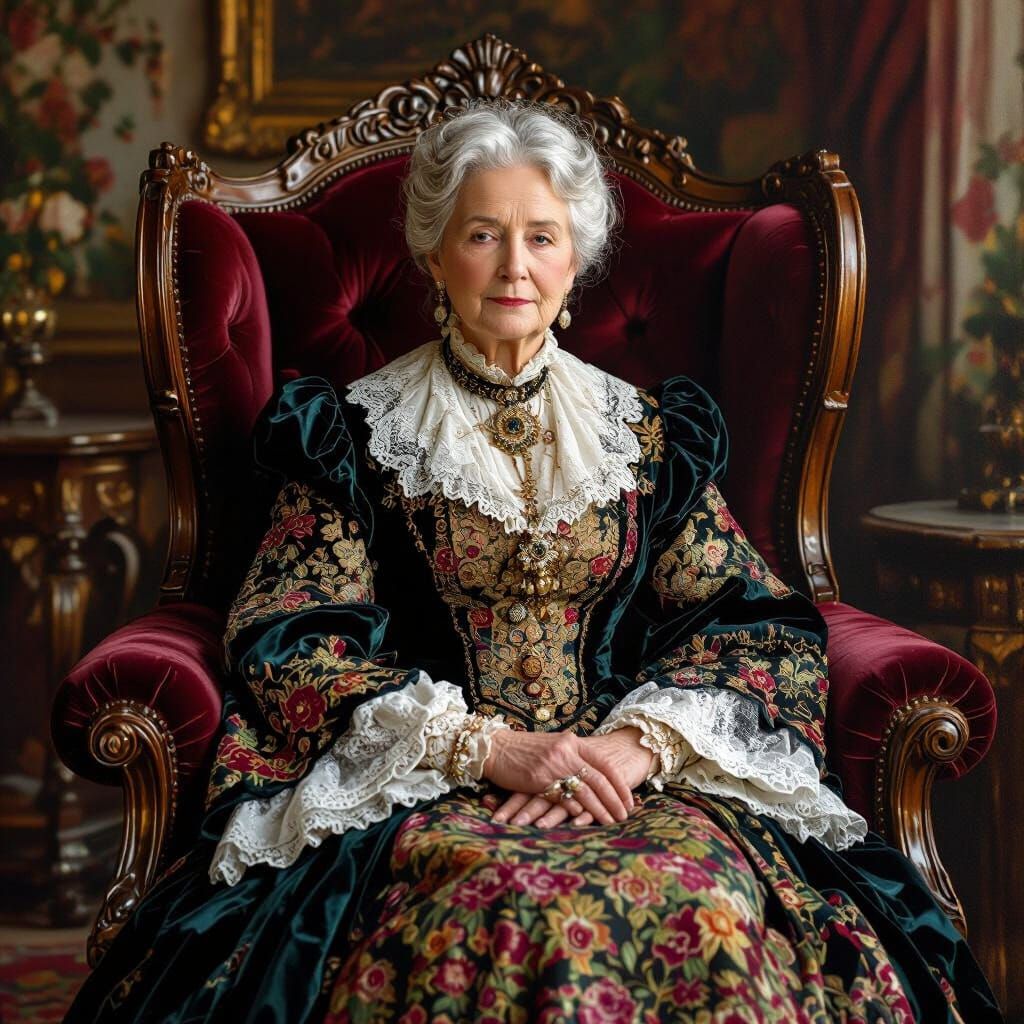 Victorian Woman Portrait in Pre-Raphaelite Style