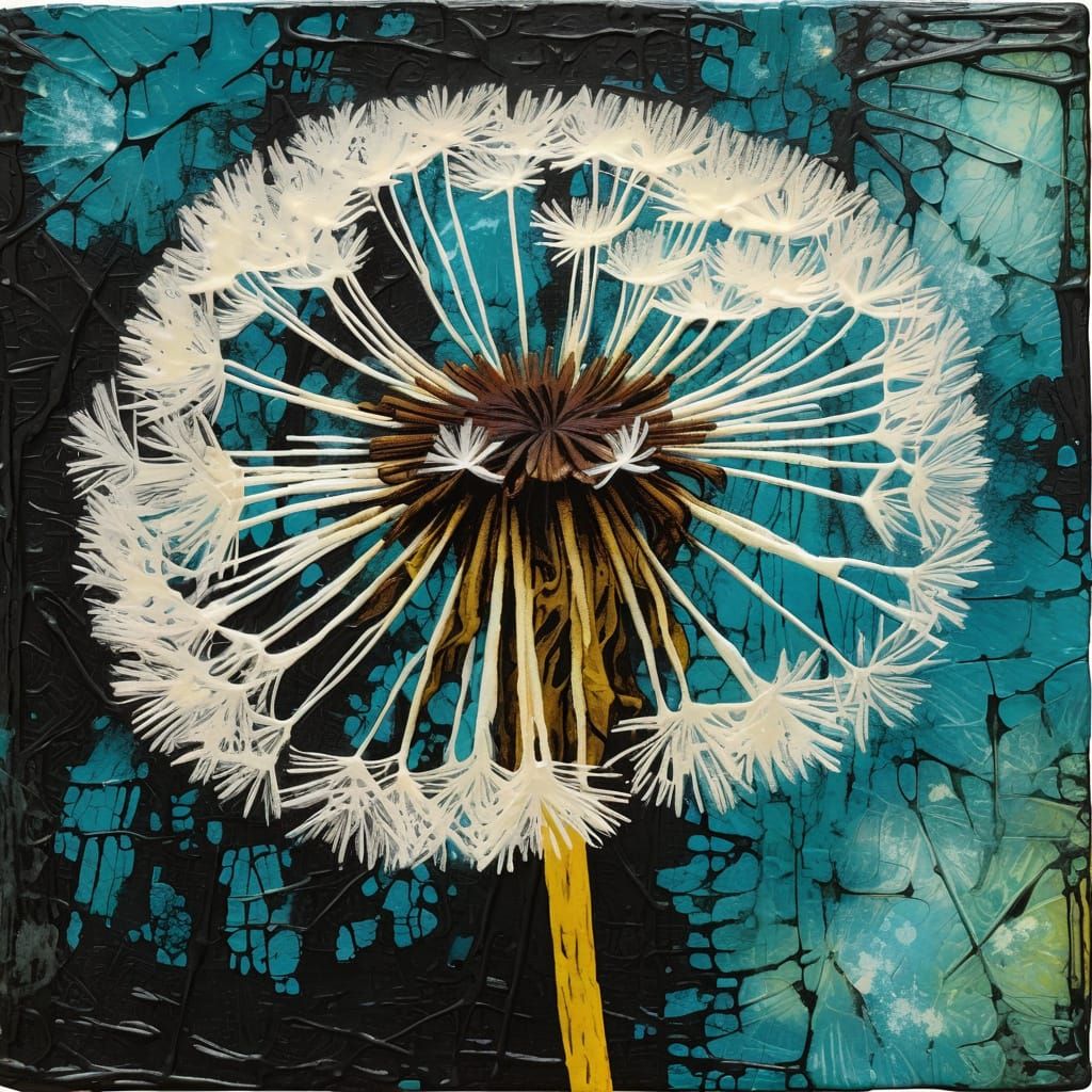 Tactile Dandelion Scratchboard with Encaustic Wax