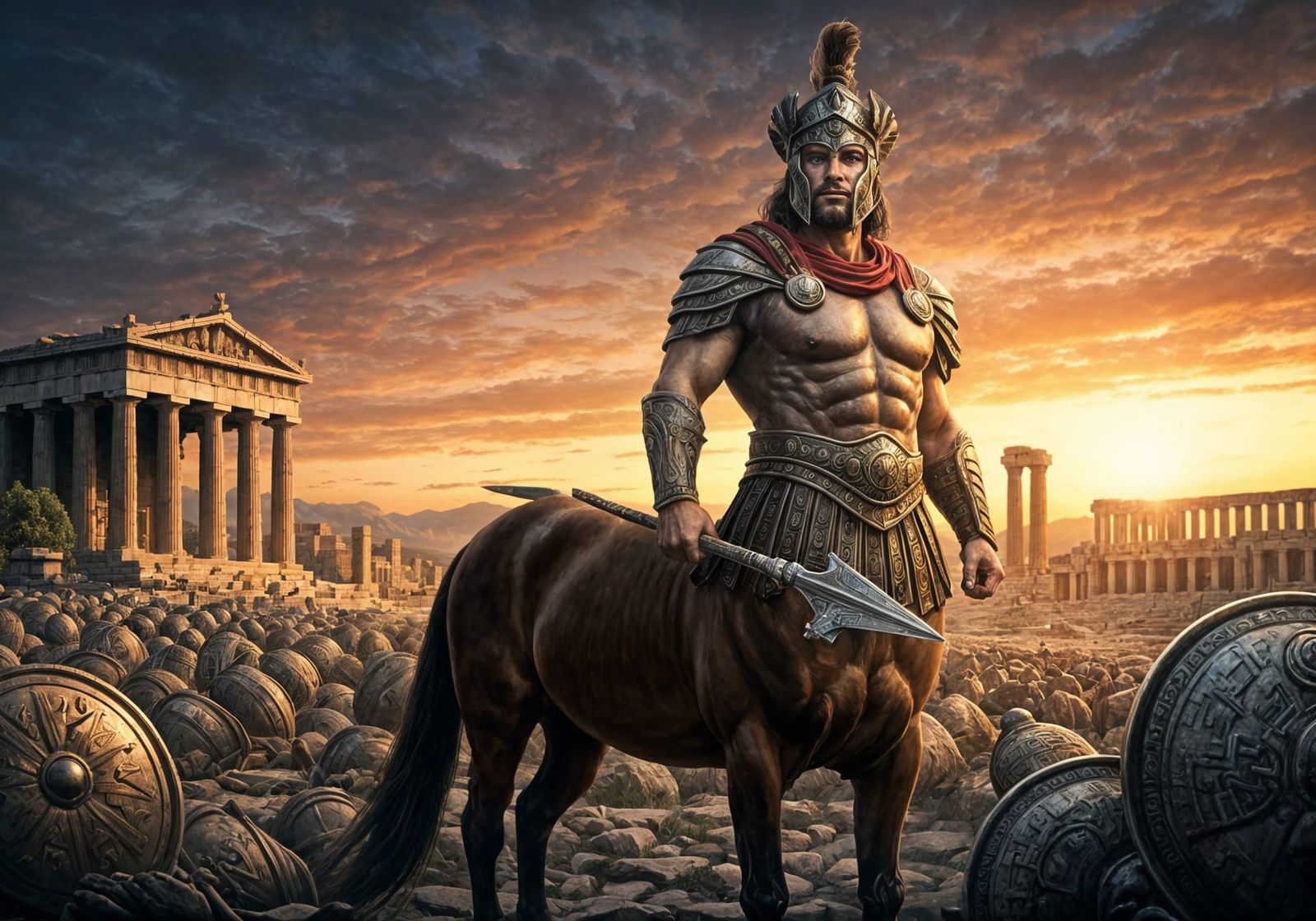 Chiron the Centaur Portrait in Ancient Greece Style