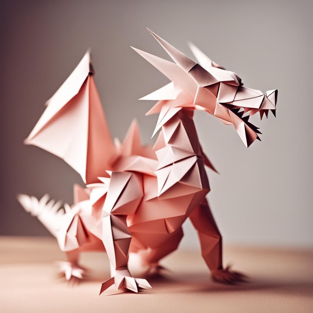 Spiky Origami Dragon Papercraft in 8K