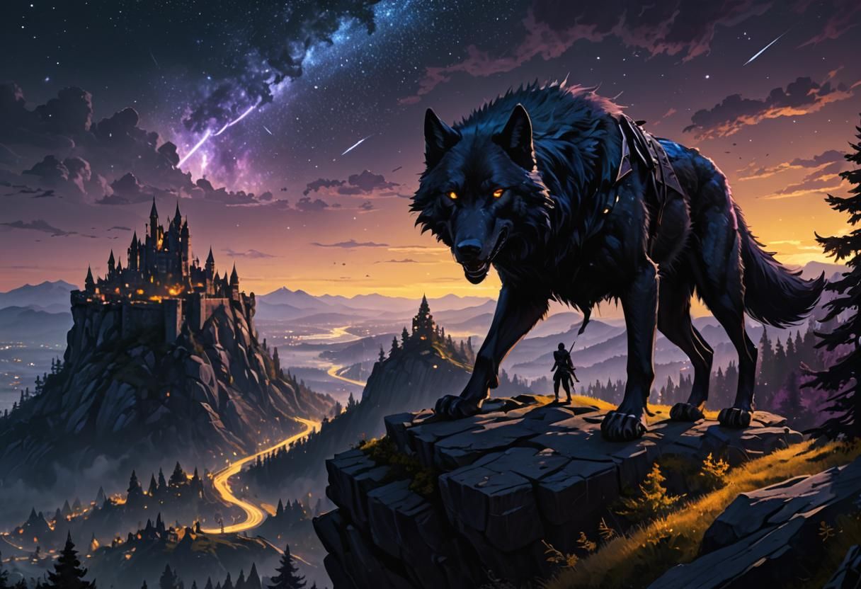 Wolf and Warrior Dreamscape: Dark Fantasy Concept Art