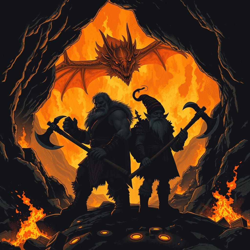 Dwarf and Gnome in Dragon Lair: Comic Book Art