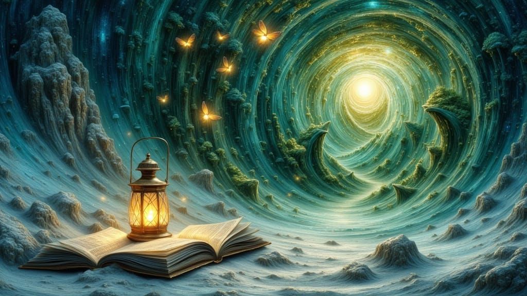 Glowing Lantern in Glass Desert Reveals Dream Forest Library