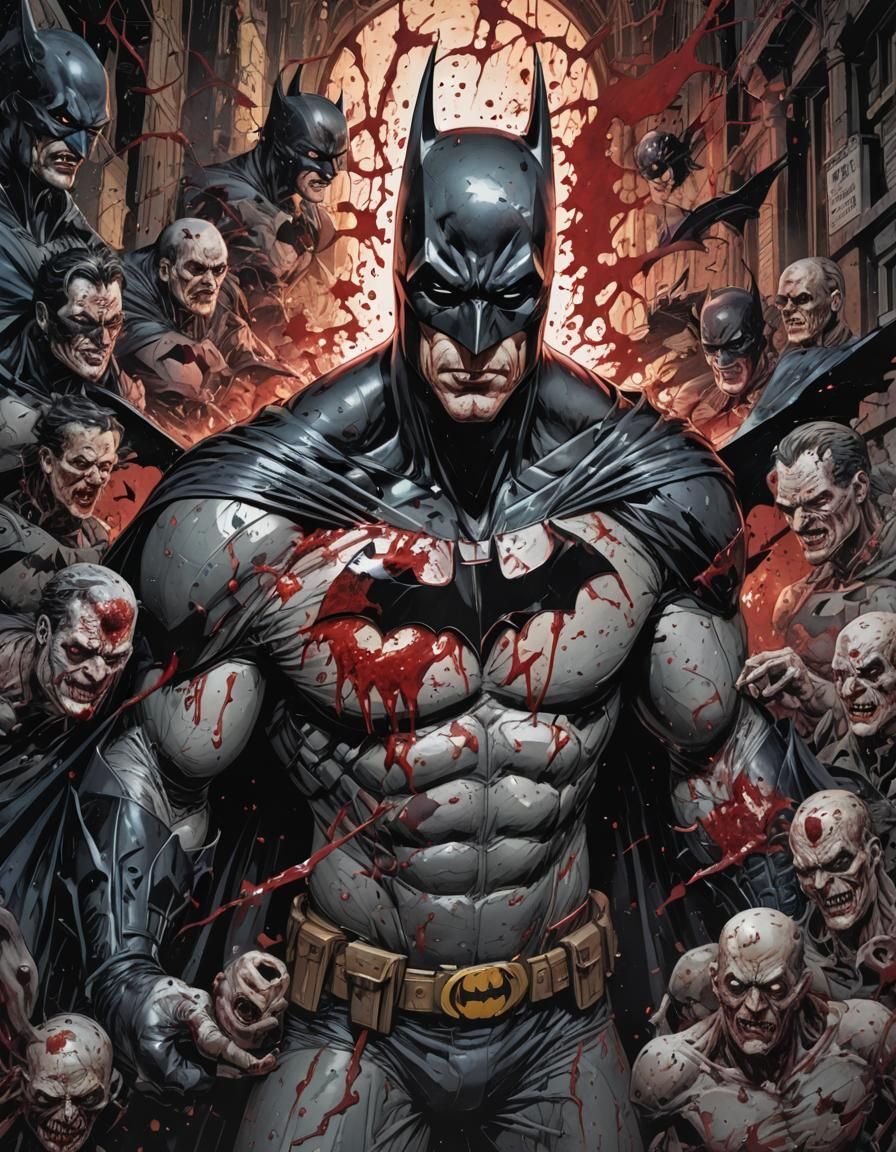 Psychotic Batman with Crazy Eyes in Comic Book Art