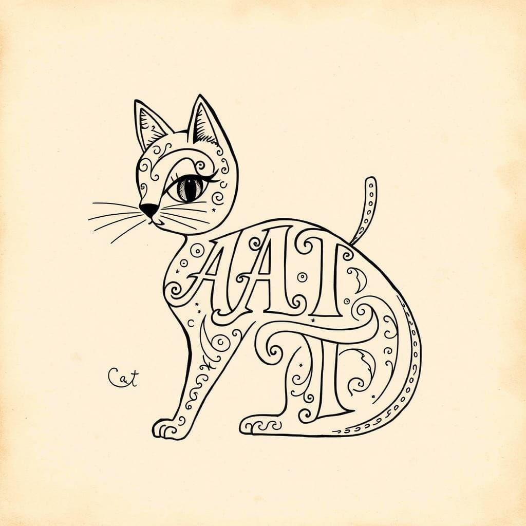 Whimsical Feline Typographic Masterpiece
