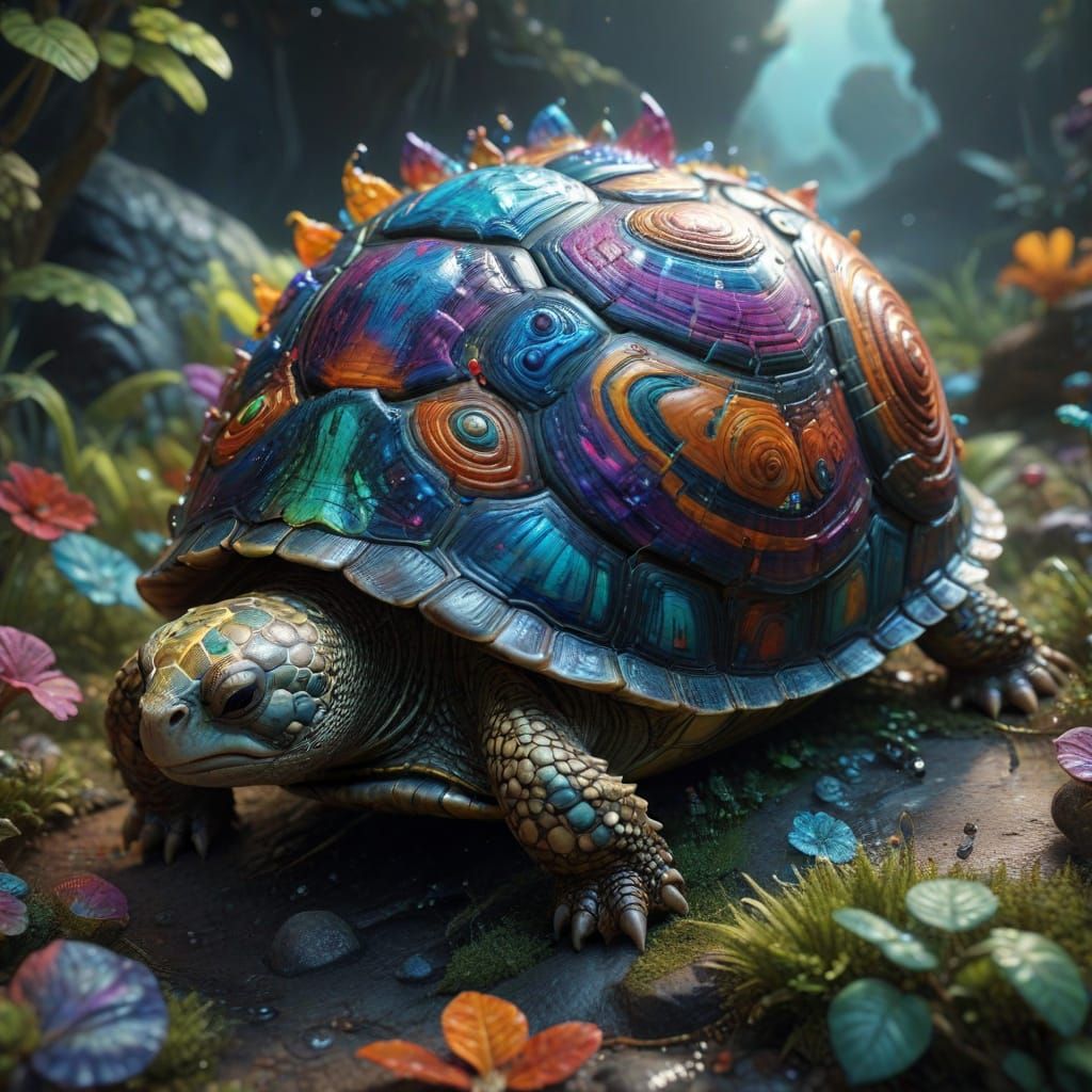 Vibrant Turtle Shell in Fantastical Matte Style