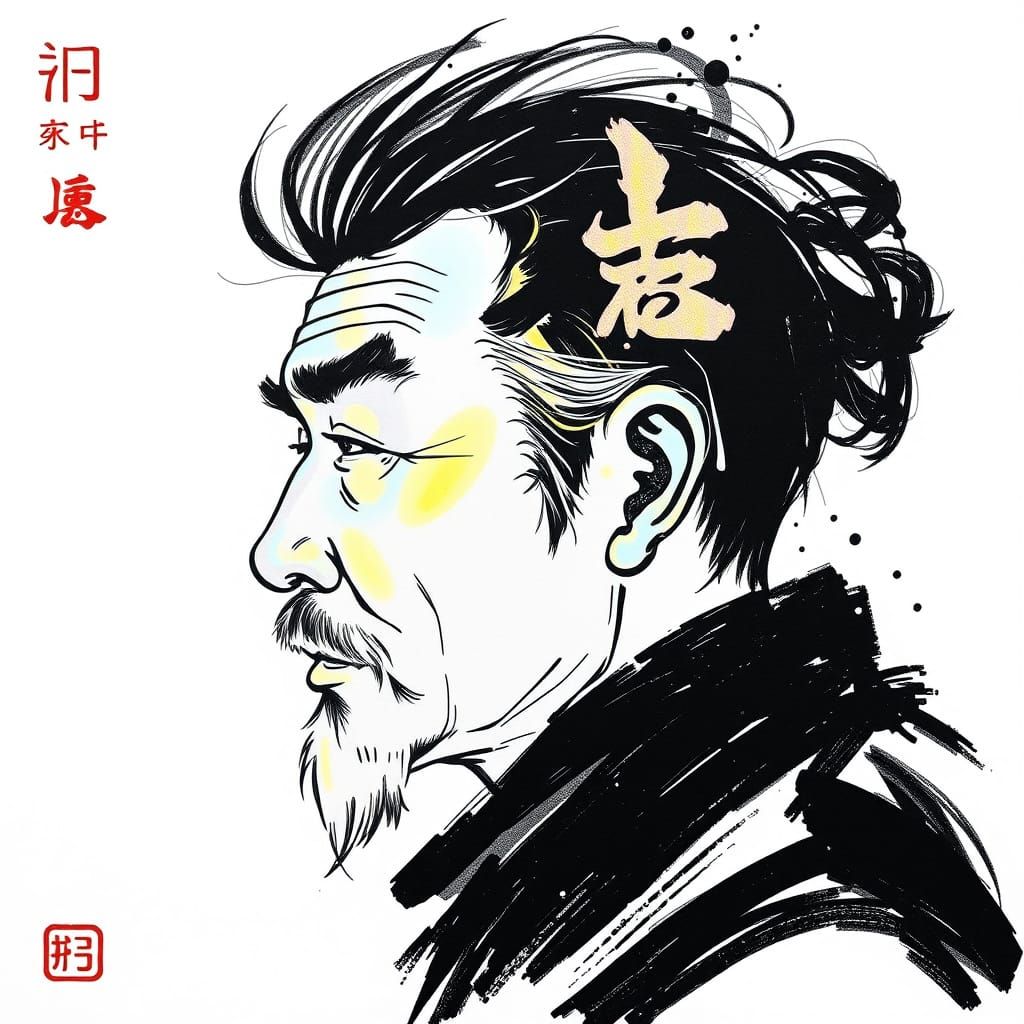 Modern Holographic Portrait in Brush Stroke Style
