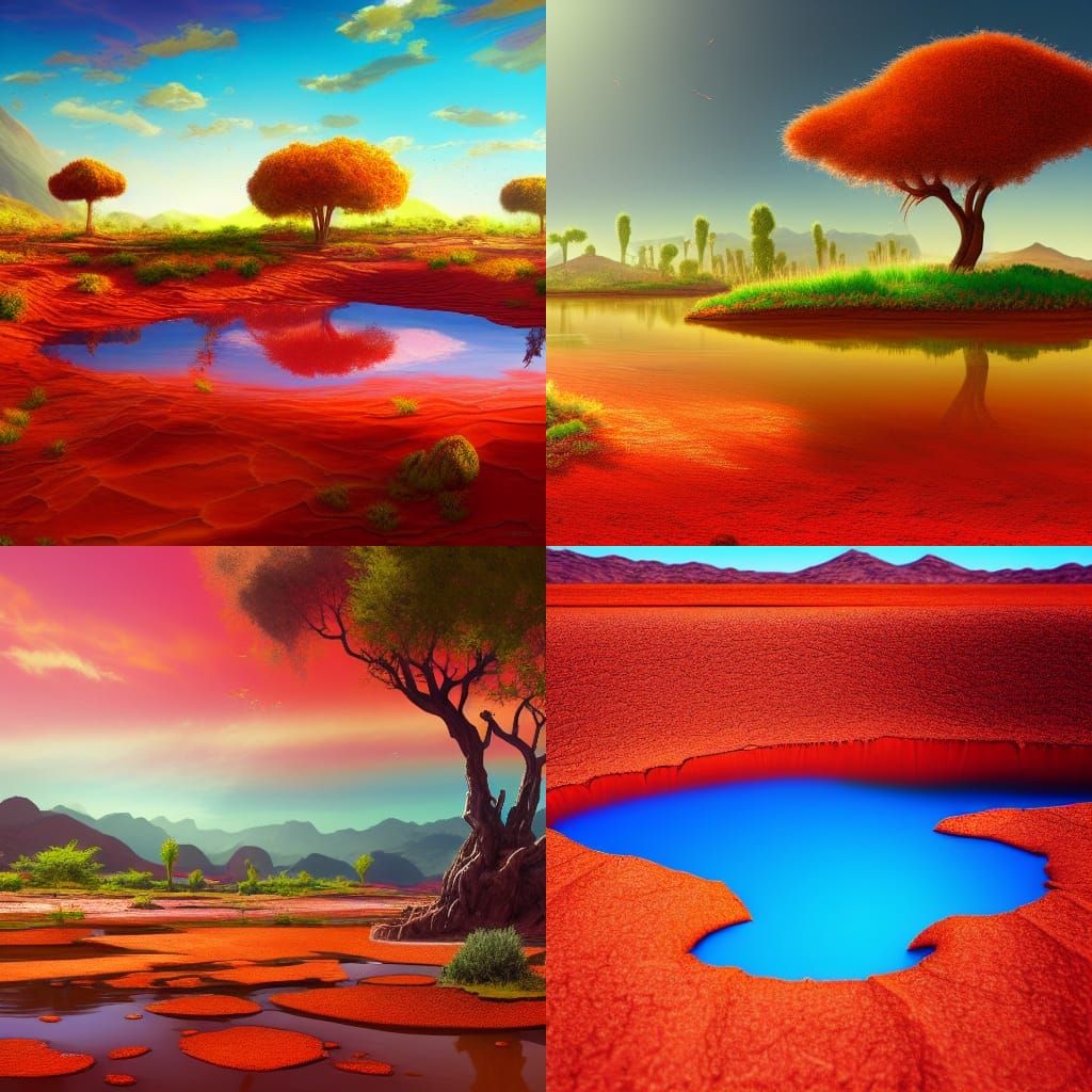 Colorful Desert Tree in Semiarid Landscape