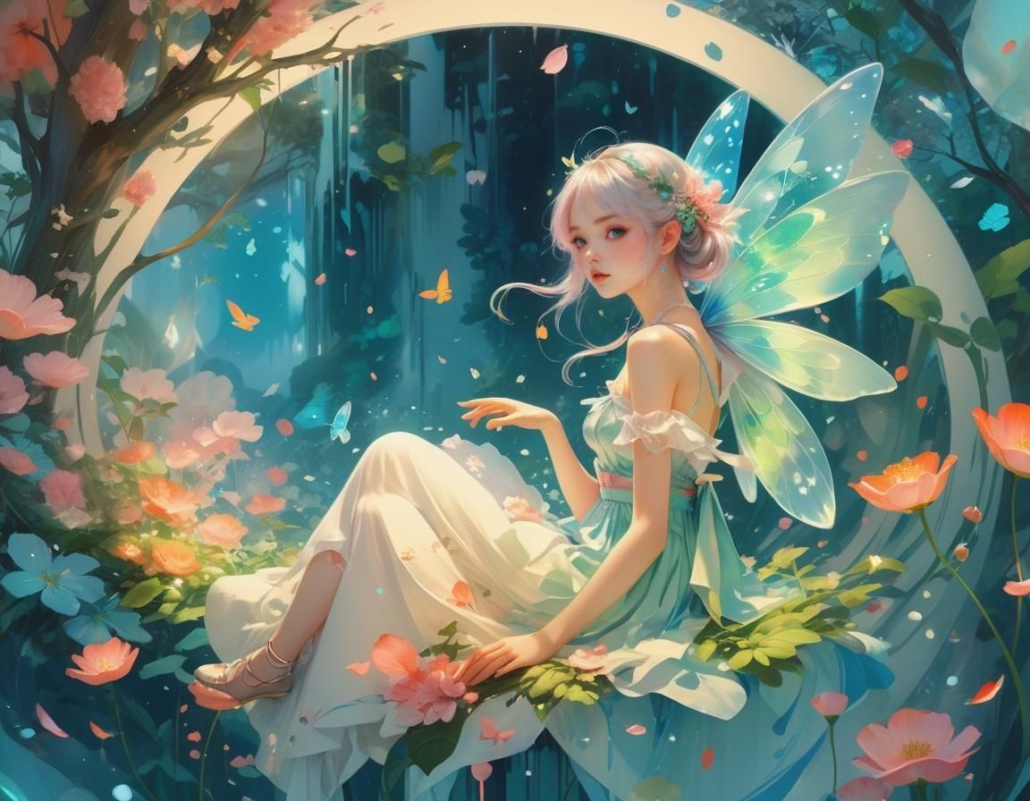 Delicate Fairy in Hyperdetailed Digital Art