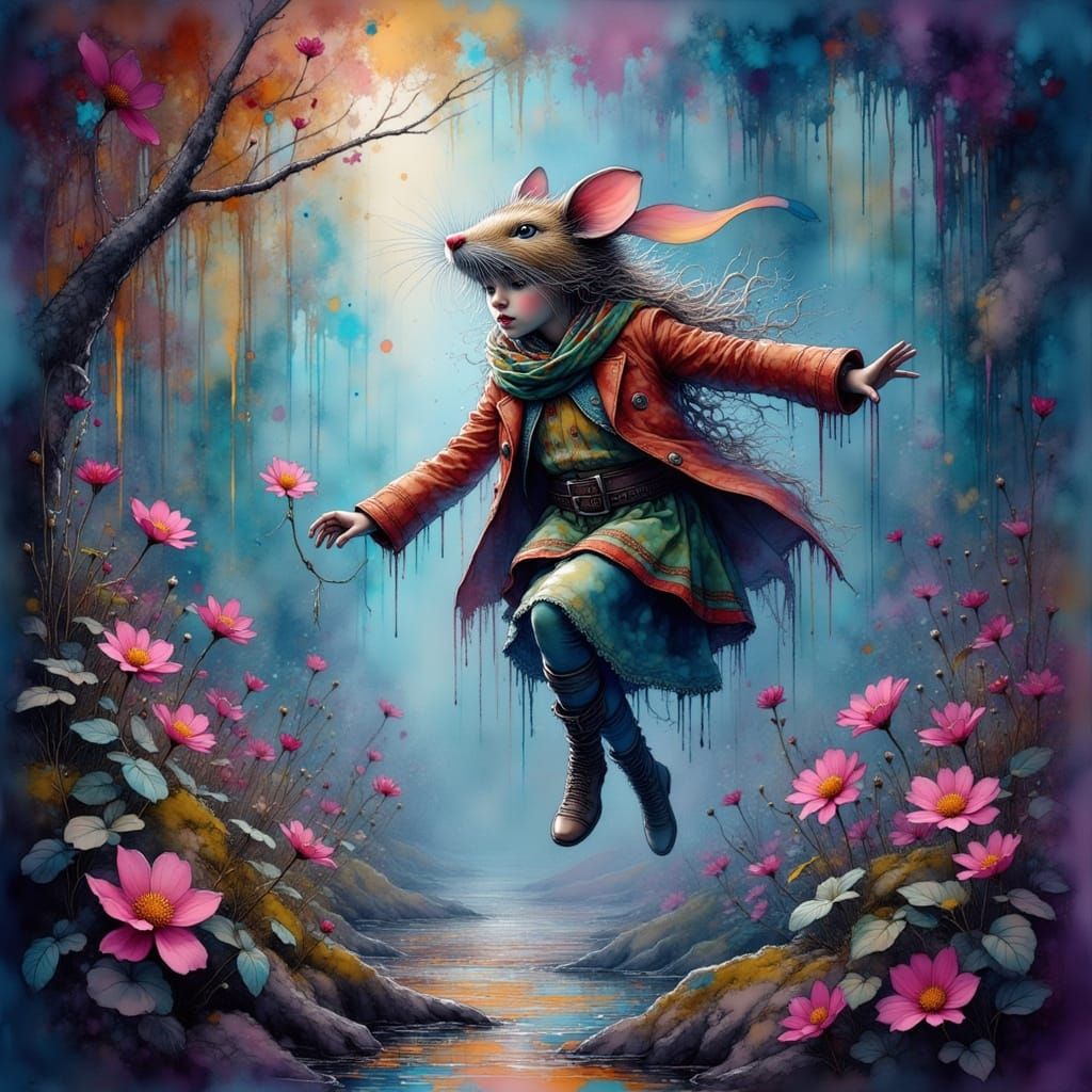 Fantastical Mouse Tap Dancing in Deep Colorful Scene