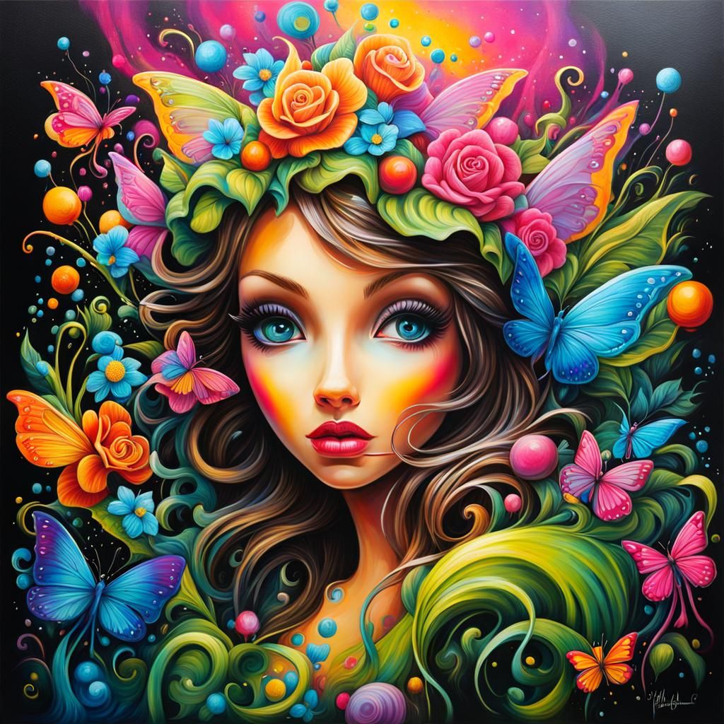 Colorful Fairy Wonderland in Graffiti Style