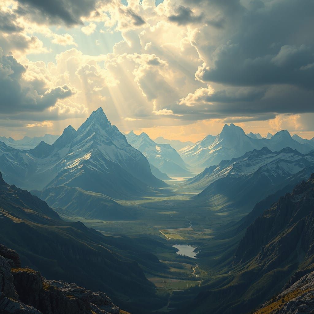Epic Mountain Ranges in Cinematic Style