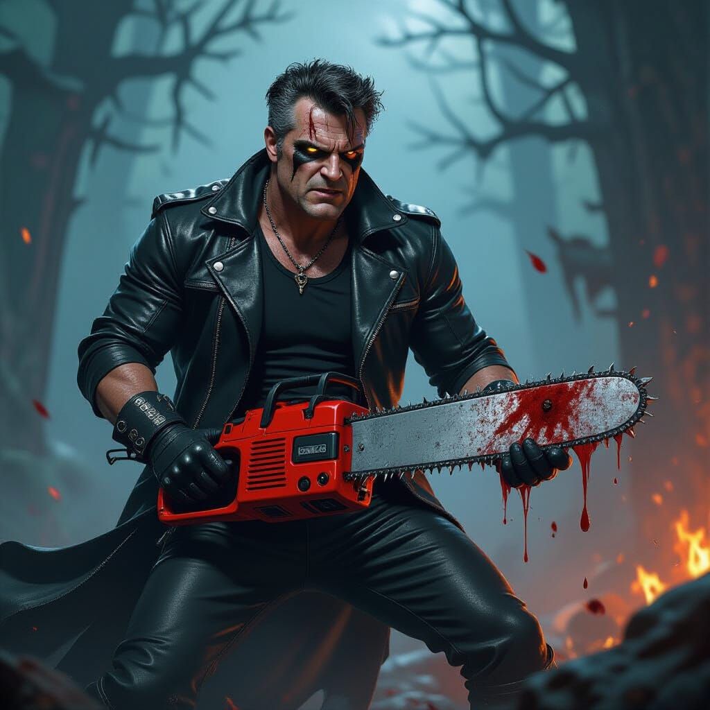 Bruce Campbell Battles Deadites with Chainsaw in Dark Fantas...