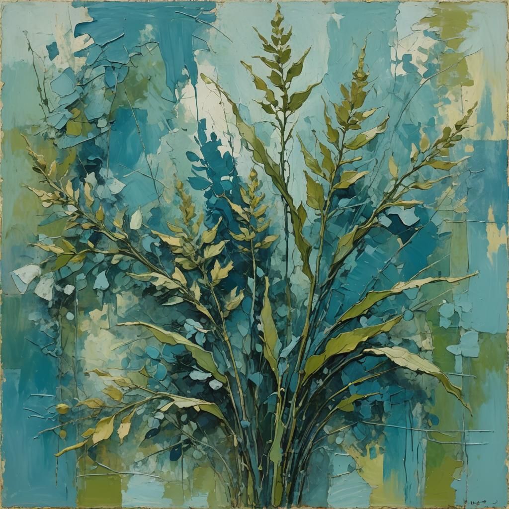 Abstract Plants in Complementary Colors, Fine Art