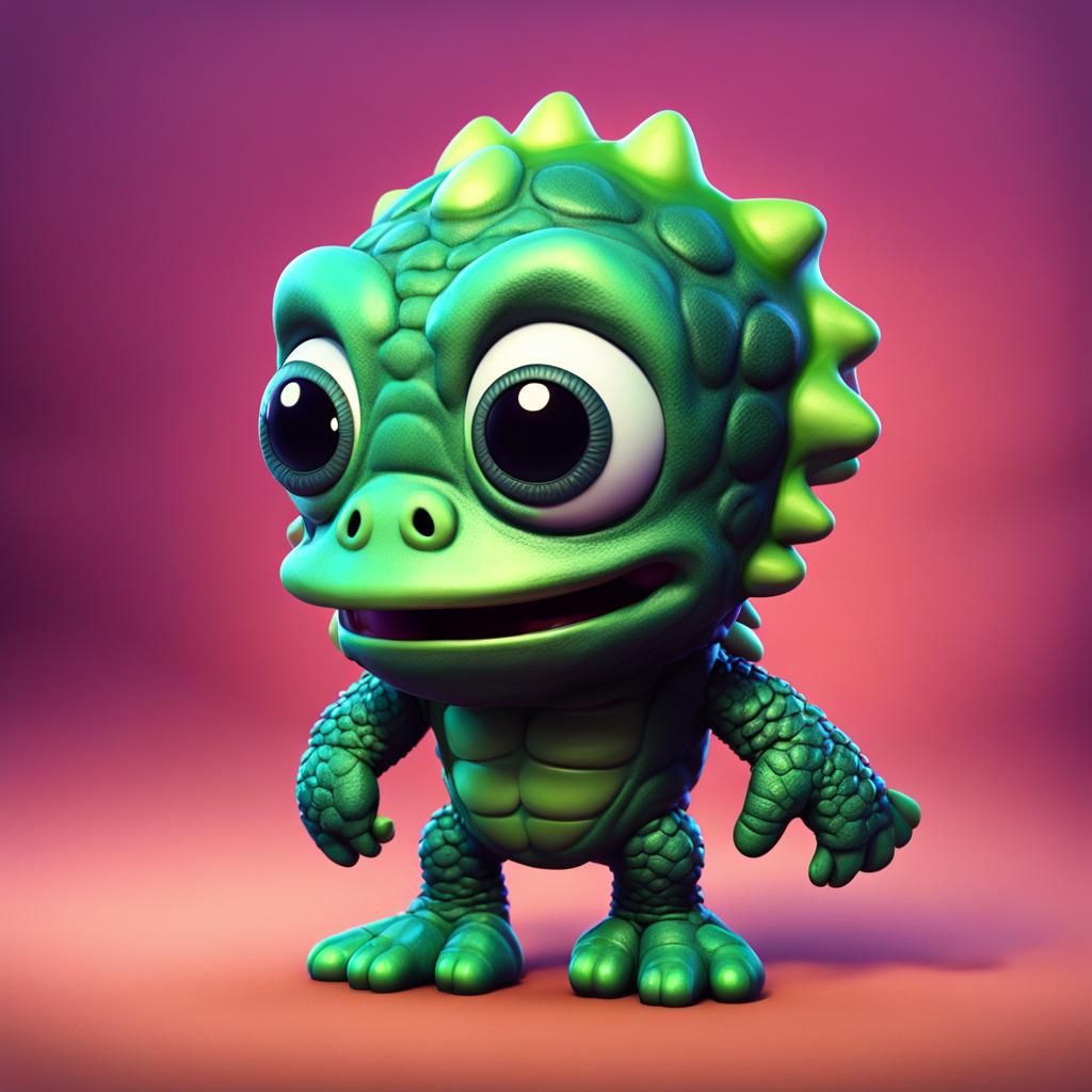 Adorable Cartoon Creature from the Black Lagoon in 3D