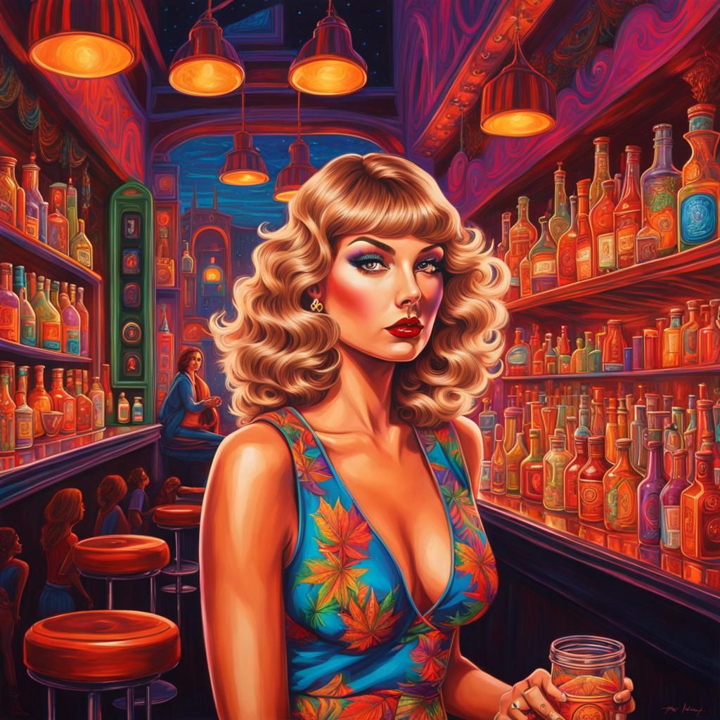 Psychedelic Pot Bar Scene with Urban Fashion