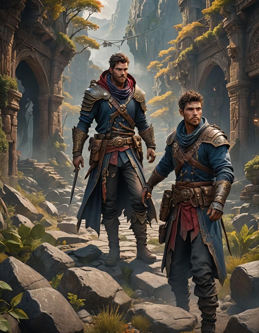 Male Adventurer in Detailed Matte Painting Style