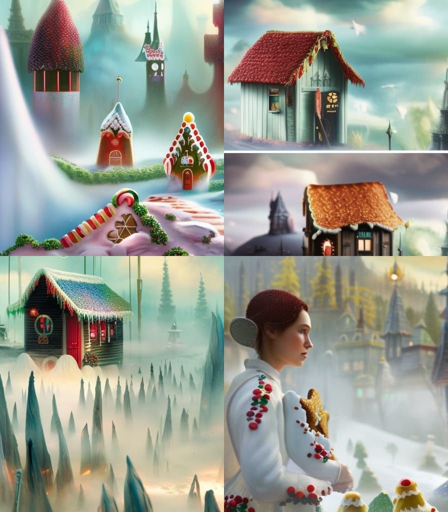 Fantastical Gingerbread House in Matte Painting Style
