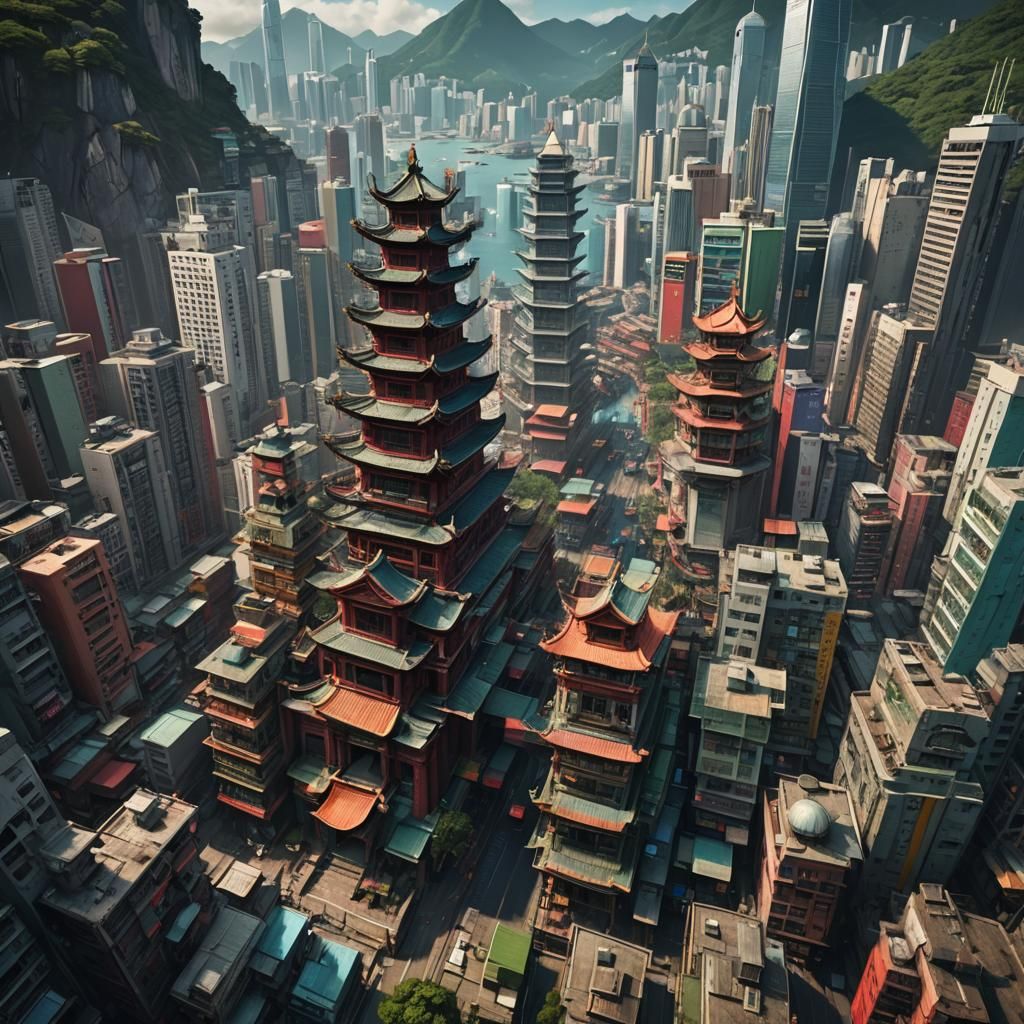 Fantastical Hong Kong in Detailed Matte Painting