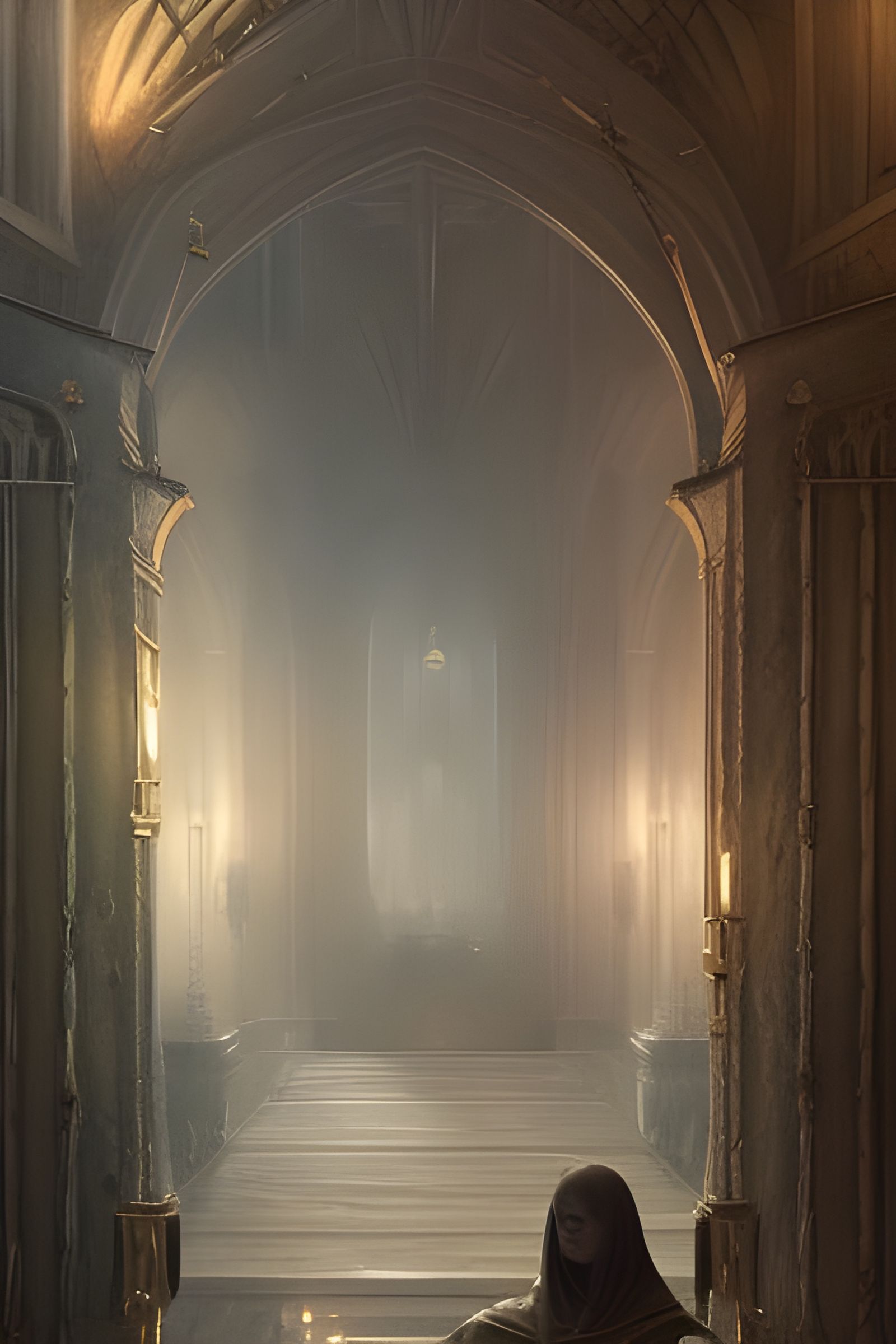 Dark Fantasy Medieval Castle Interior in Digital Painting St...